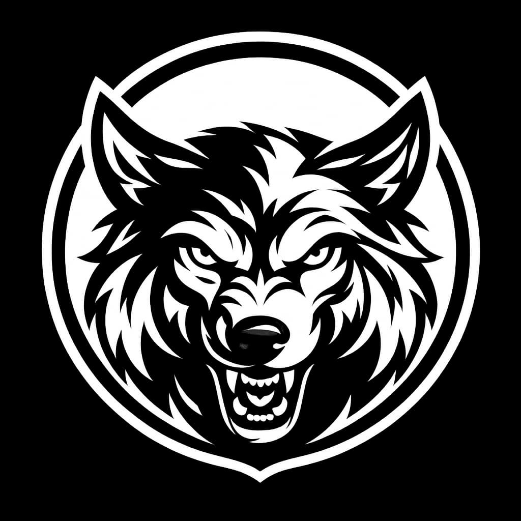 Logo de marca parceira com símbolo de lobo